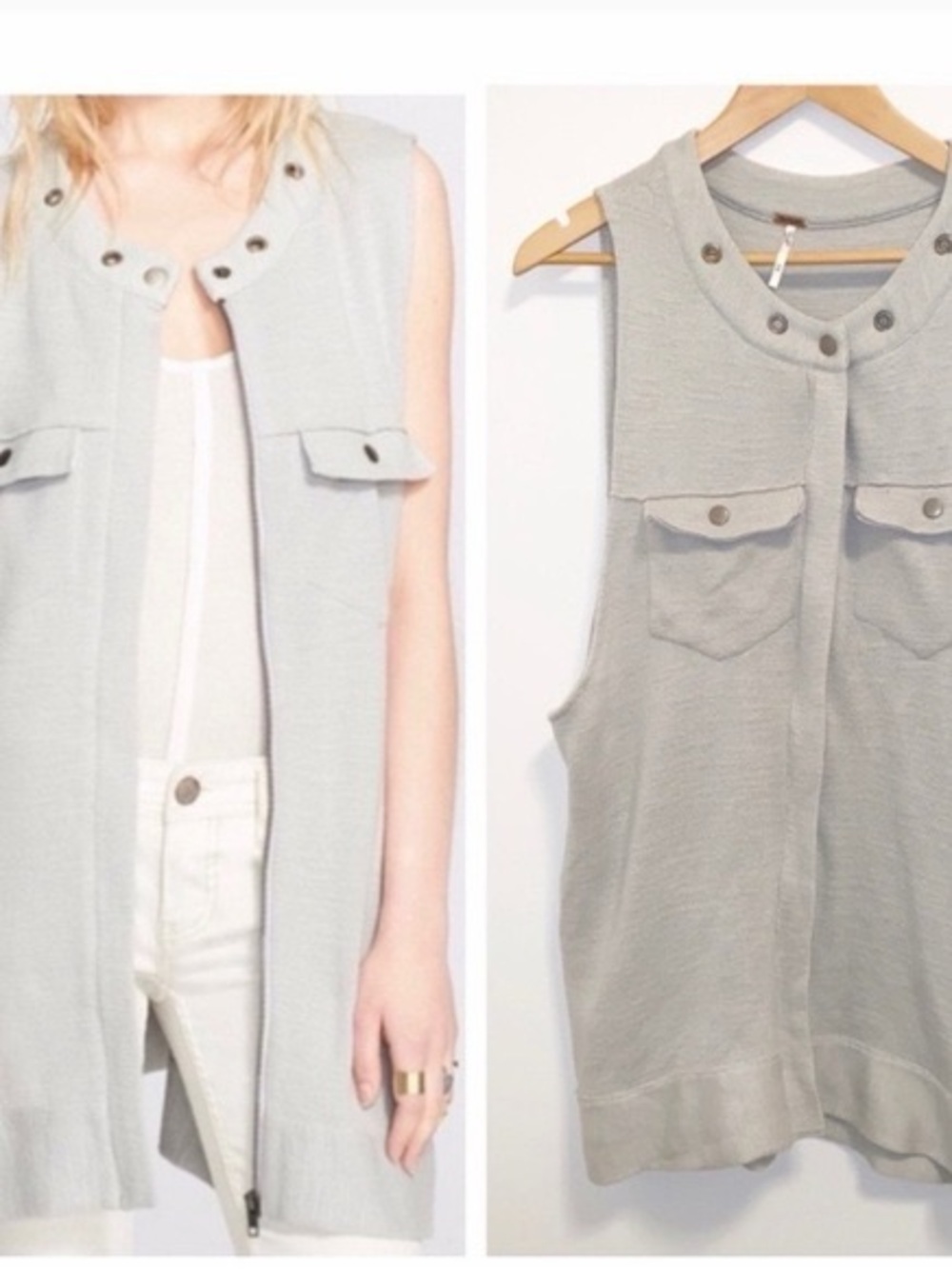 Free People Light Gray Knit Pullover Size XS/S